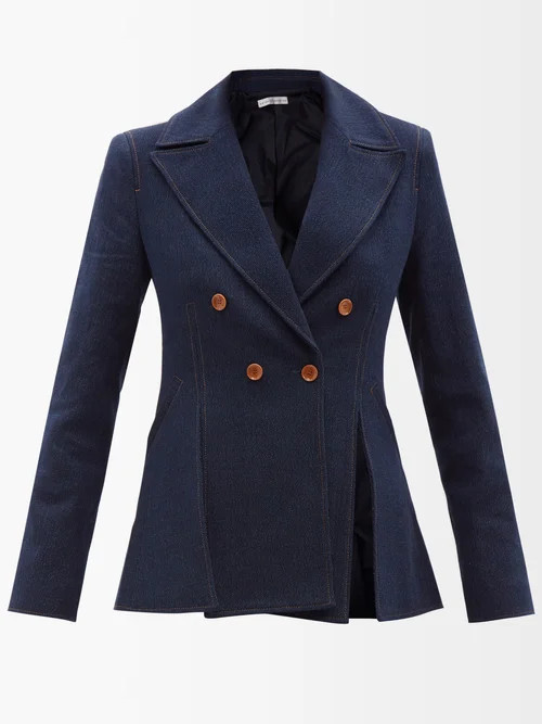 Palmer//harding - Split Denim Blazer - Womens - Denim | Matches (US)