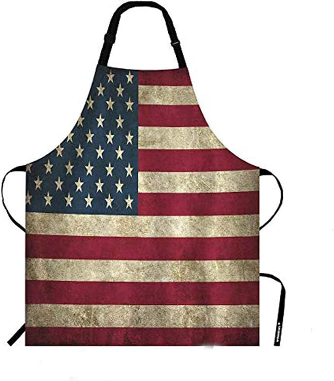 WONDERTIFY Rustic Usa Flag Vintage American Patriotic Us Flgas Apron, Bib Apron with Adjustable N... | Amazon (US)
