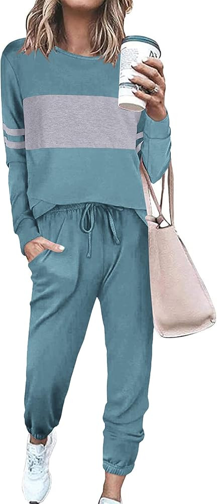 PRETTYGARDEN Womens 2 Piece Sets 2026 Long Sleeve Tops High Waisted Sweatpants Lounge Set Fall Fa... | Amazon (US)