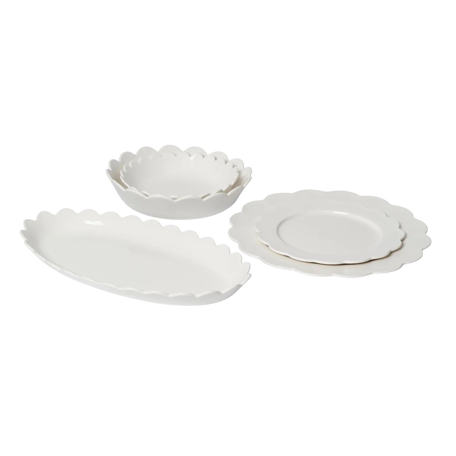 White Scallop Dining Set - 17 Pieces | In the Roundhouse