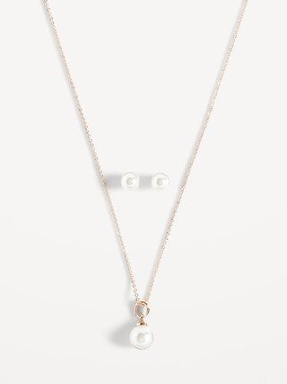 Faux Pearl Necklace And Earring Set  | Old Navy (US)