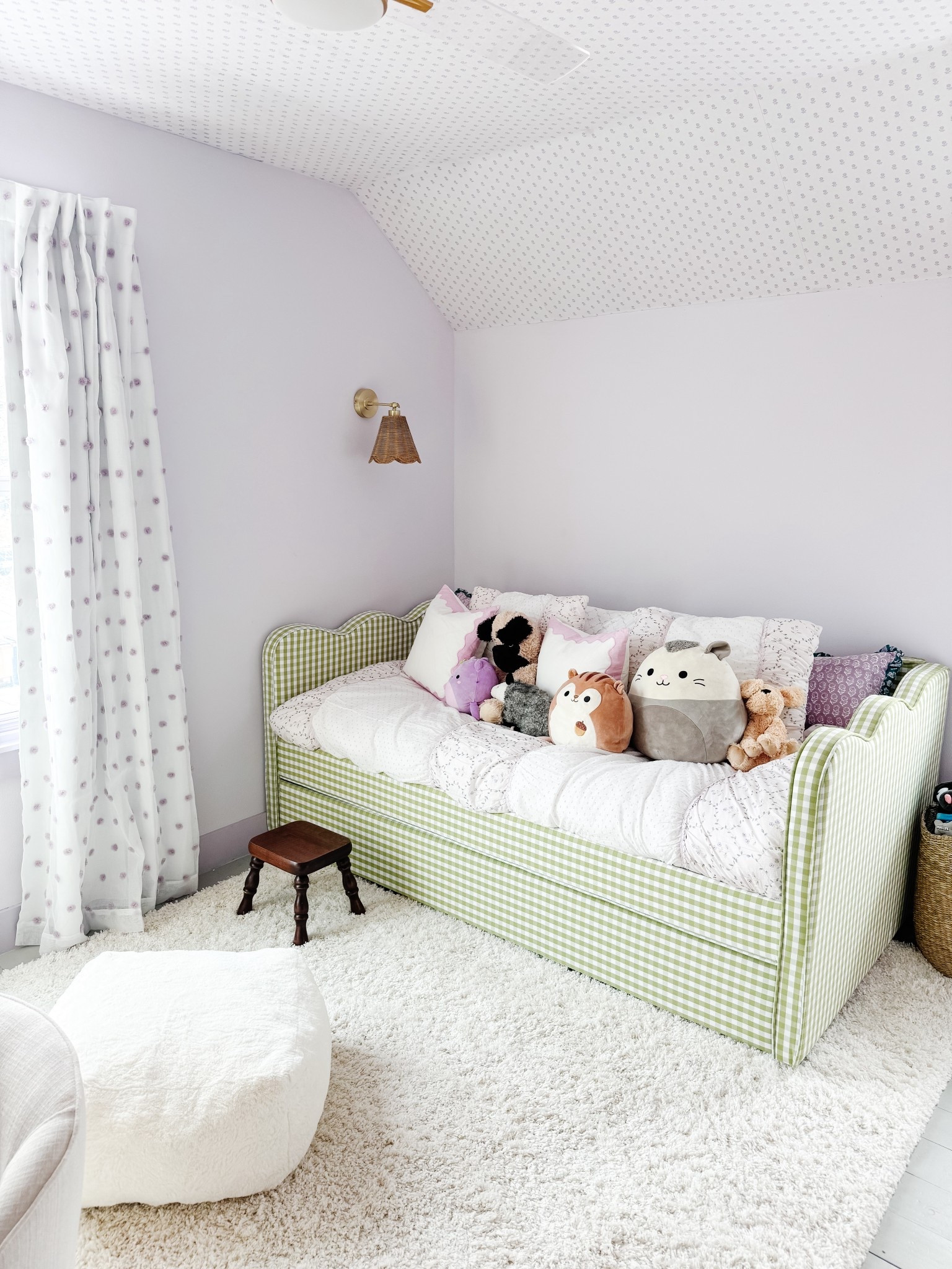 Bedding on sale - best day bed with trundle - so cute!  Love these polka dot curtains - comes in other colors.  DM me on IG @harvey_house_austin for paint details!  #kidsroom #teenroom #teengirl #bedroom #daybed #bedding #kidbedding #nursery #baby 