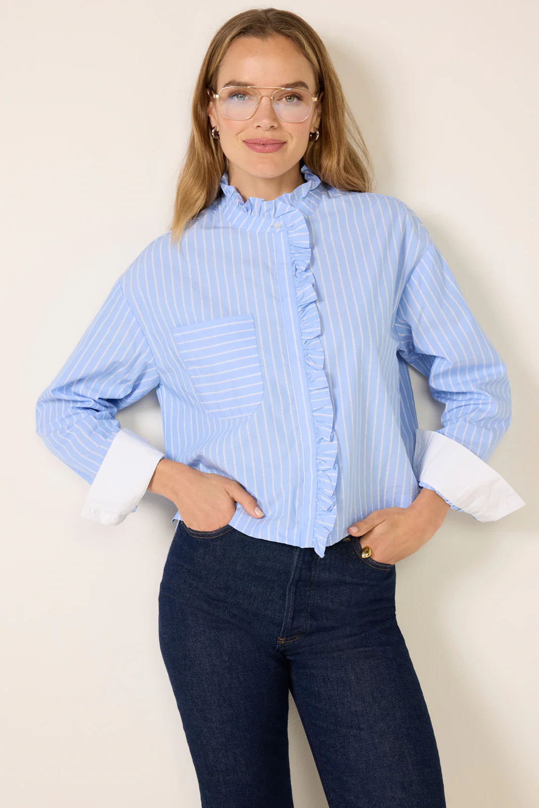 Janna Ruffle Trim Shirt | Evereve