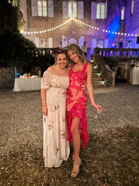 Wedding guest style 
Romantic lace dresses for weddings 
Destination wedding in the south of France
Revolve pink lace dress Bronx and banco 