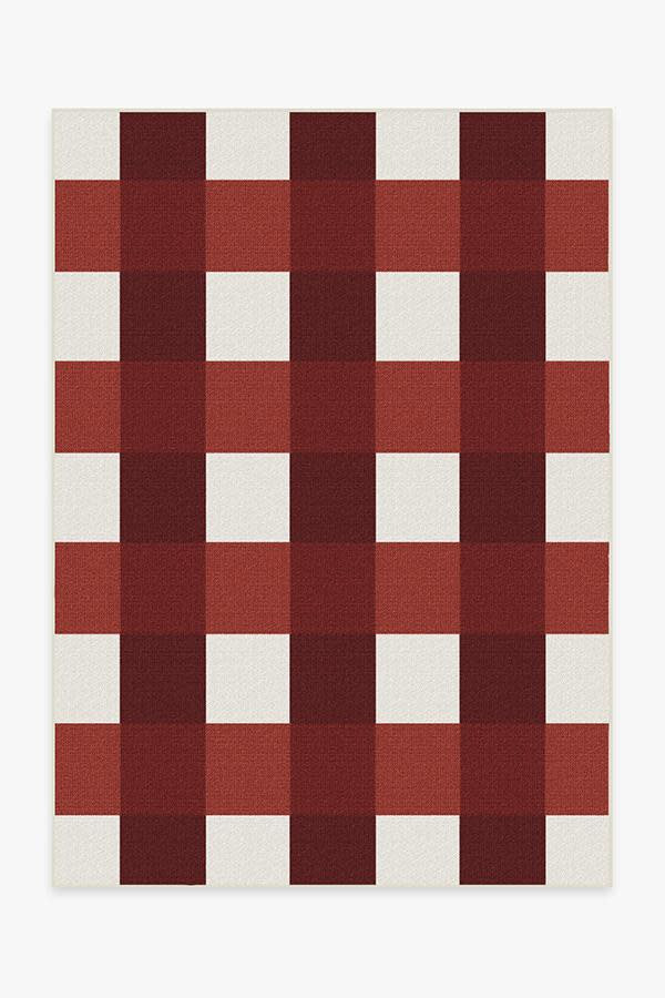 Outdoor Gingham Plaid Red & White Rug | Ruggable