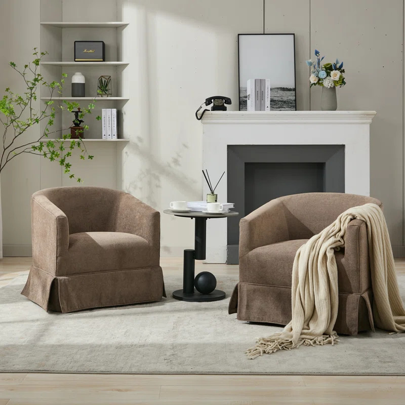 Upholstered Swivel Barrel Chair Set Of 2 | Wayfair North America