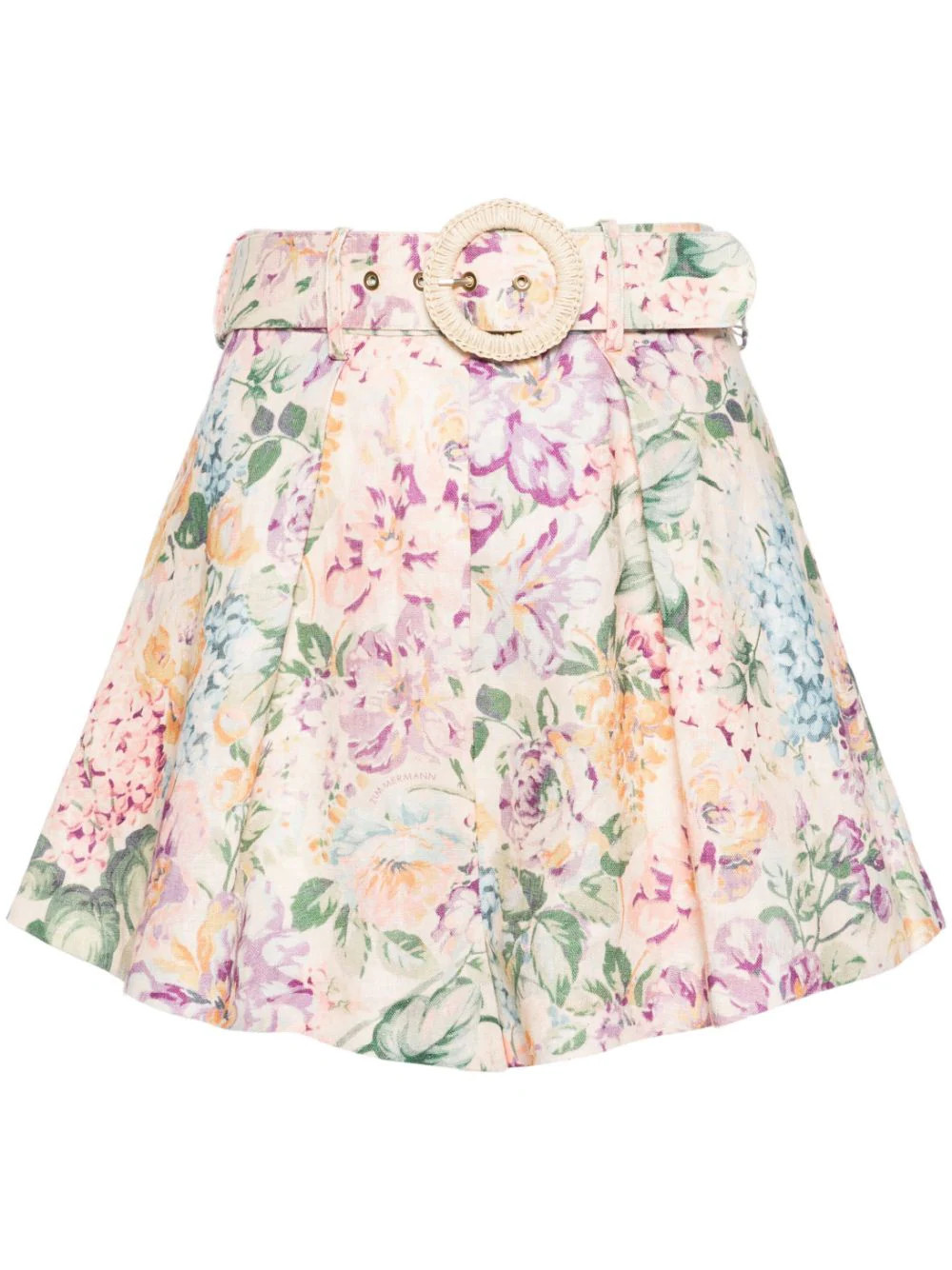 ZIMMERMANN Halliday Tuck belted linen shorts - Neutrals | Farfetch Global