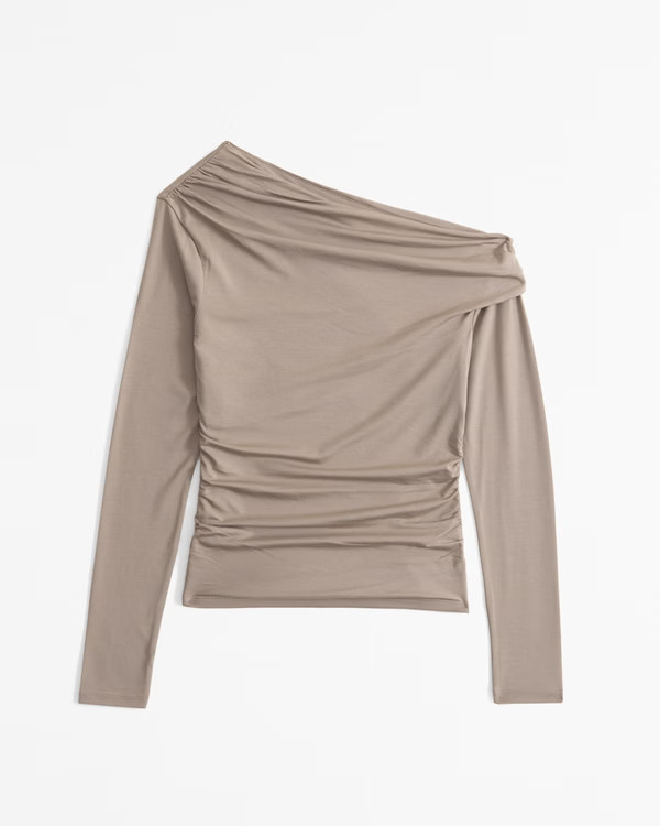 Long-Sleeve Off-The-Shoulder Draped Top | Abercrombie & Fitch (US)