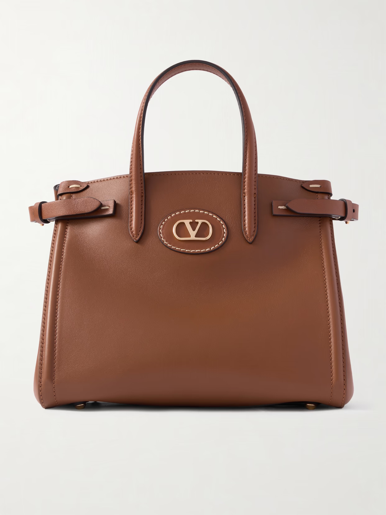 Valentino Garavani - Antibes Small Leather Tote - Brown | NET-A-PORTER (US)