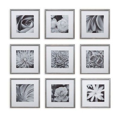 8" x 8" 9pc Square Photo Wall Gallery Kit Gray - Gallery Perfect | Target