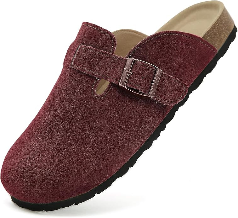 Dumalum Suede Clogs for Women and Men - Adjustable Buckle Slip-on Cork Footbed Mules with Antisli... | Amazon (US)