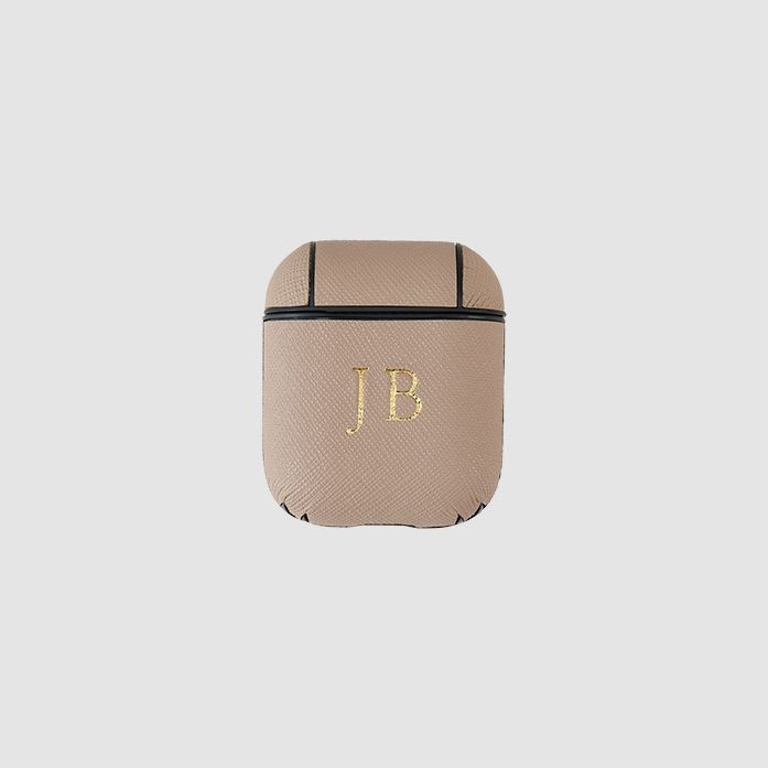 Taupe Saffiano AirPod Case | The Daily Edited