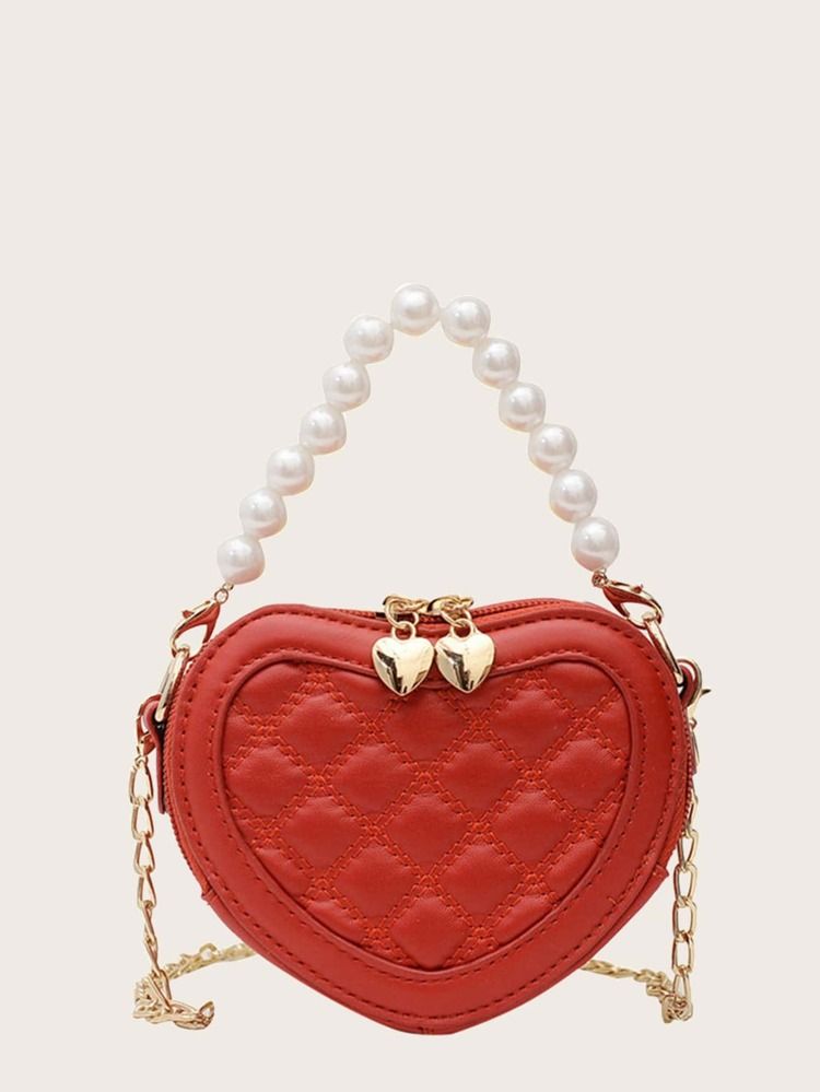 Girls Faux Pearl Handle Quilted Satchel Bag | SHEIN