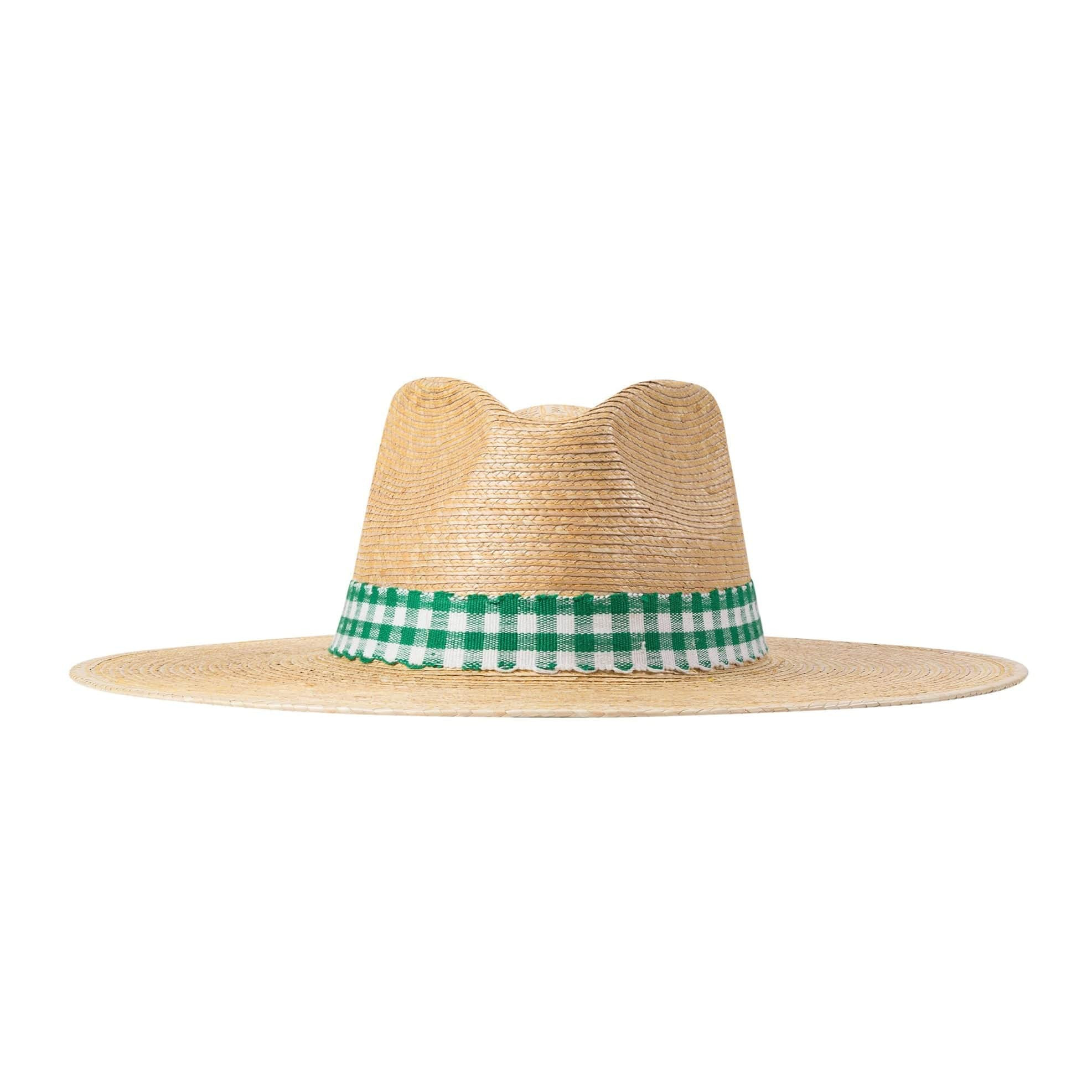 PAULINA GREEN GINGHAM PALM HAT | Sunshine Tienda