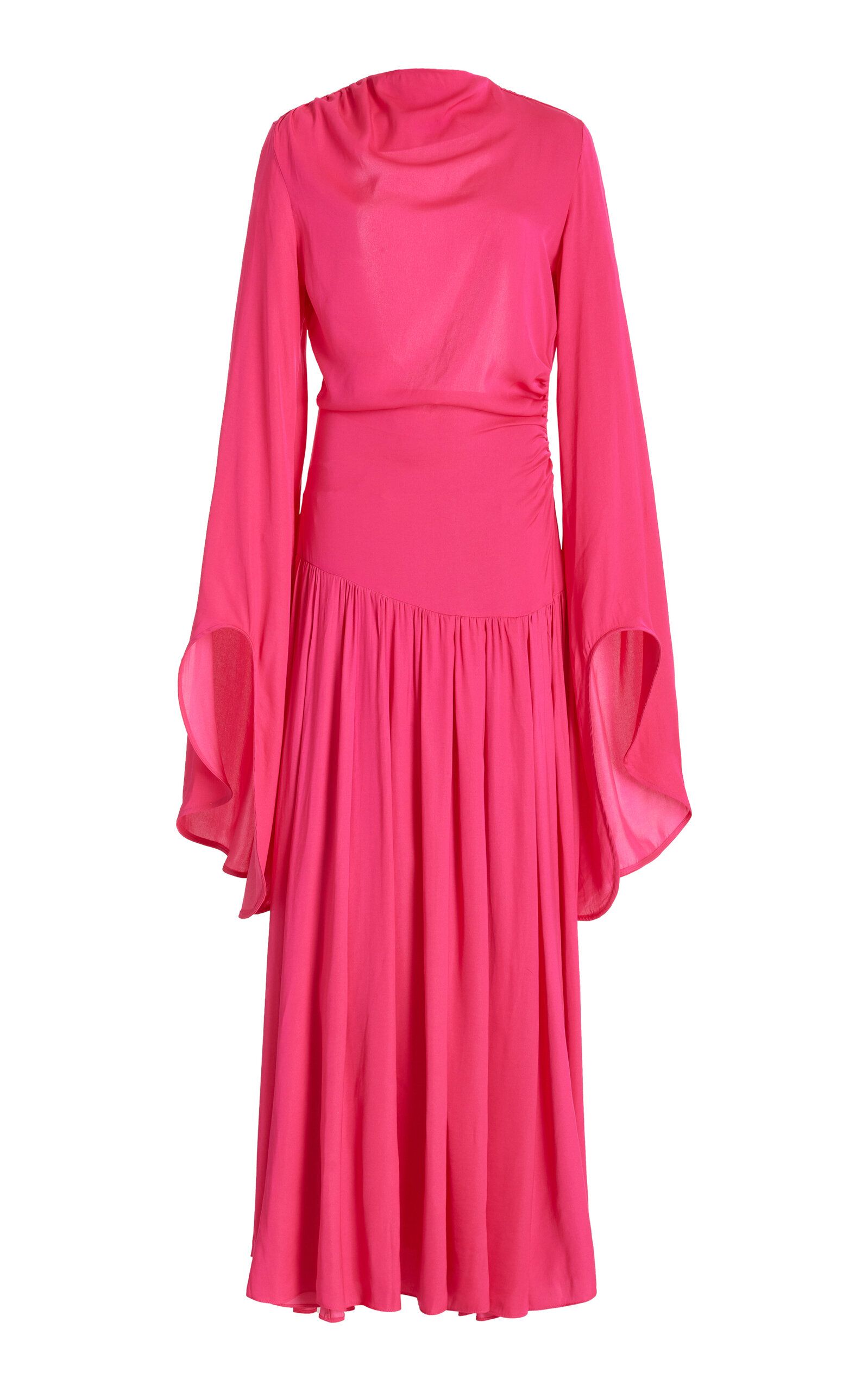 SIEDRÉS - Women's Dawn Open-Back Fluted-Sleeve Maxi Dress - Pink - EU 36 - Moda Operandi | Moda Operandi (Global)