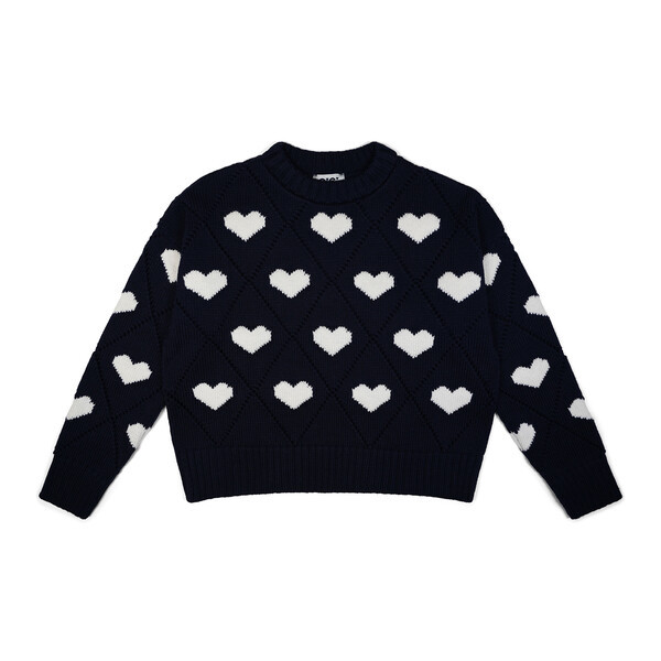 Women's Love Sweater, Navy and Ivory | Maisonette