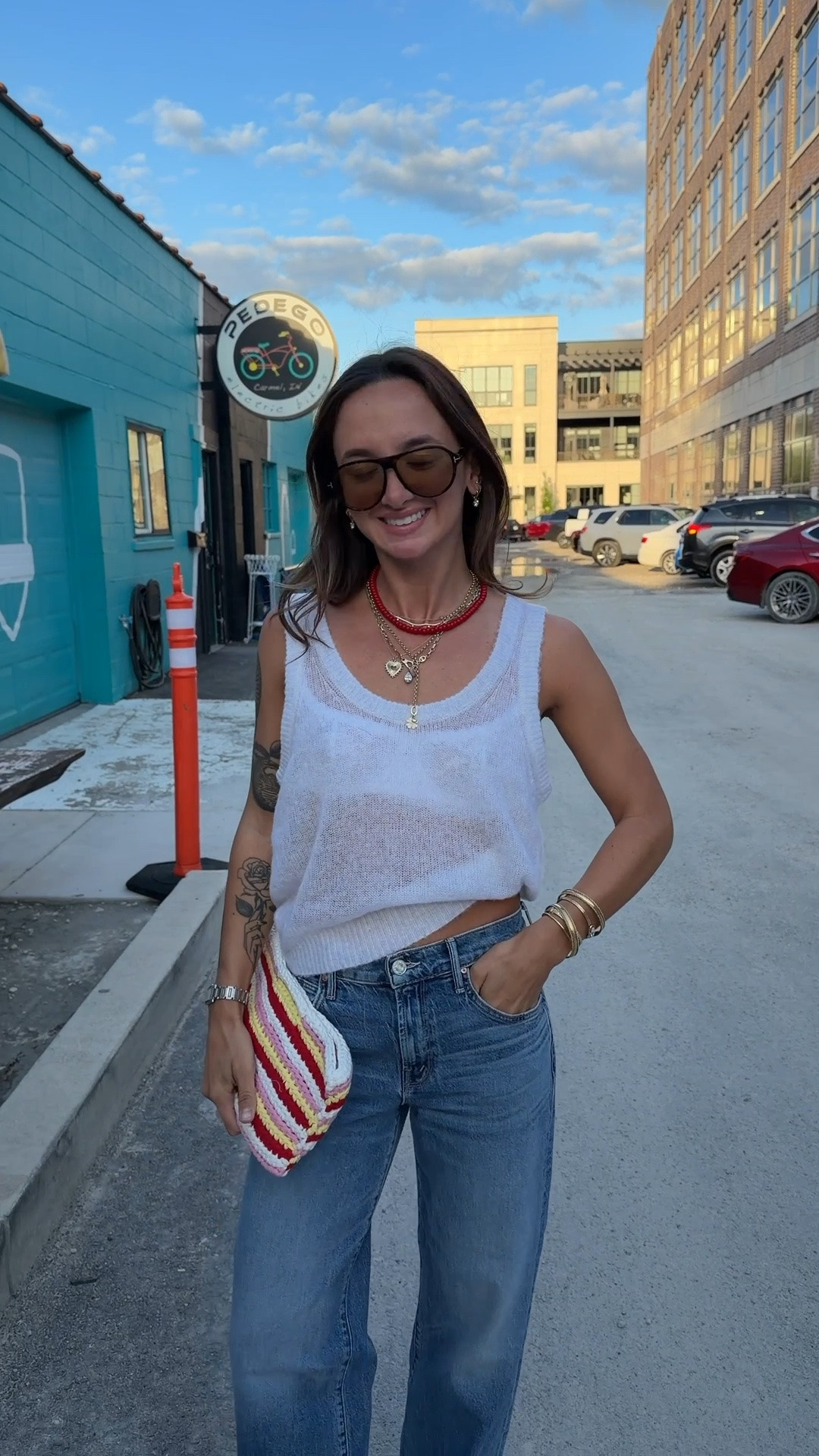 Jeans and bra restocked! I wear 25 petite- sized up one to fit looser! The tank is unavailable but they have a v-neck version that is the same knit