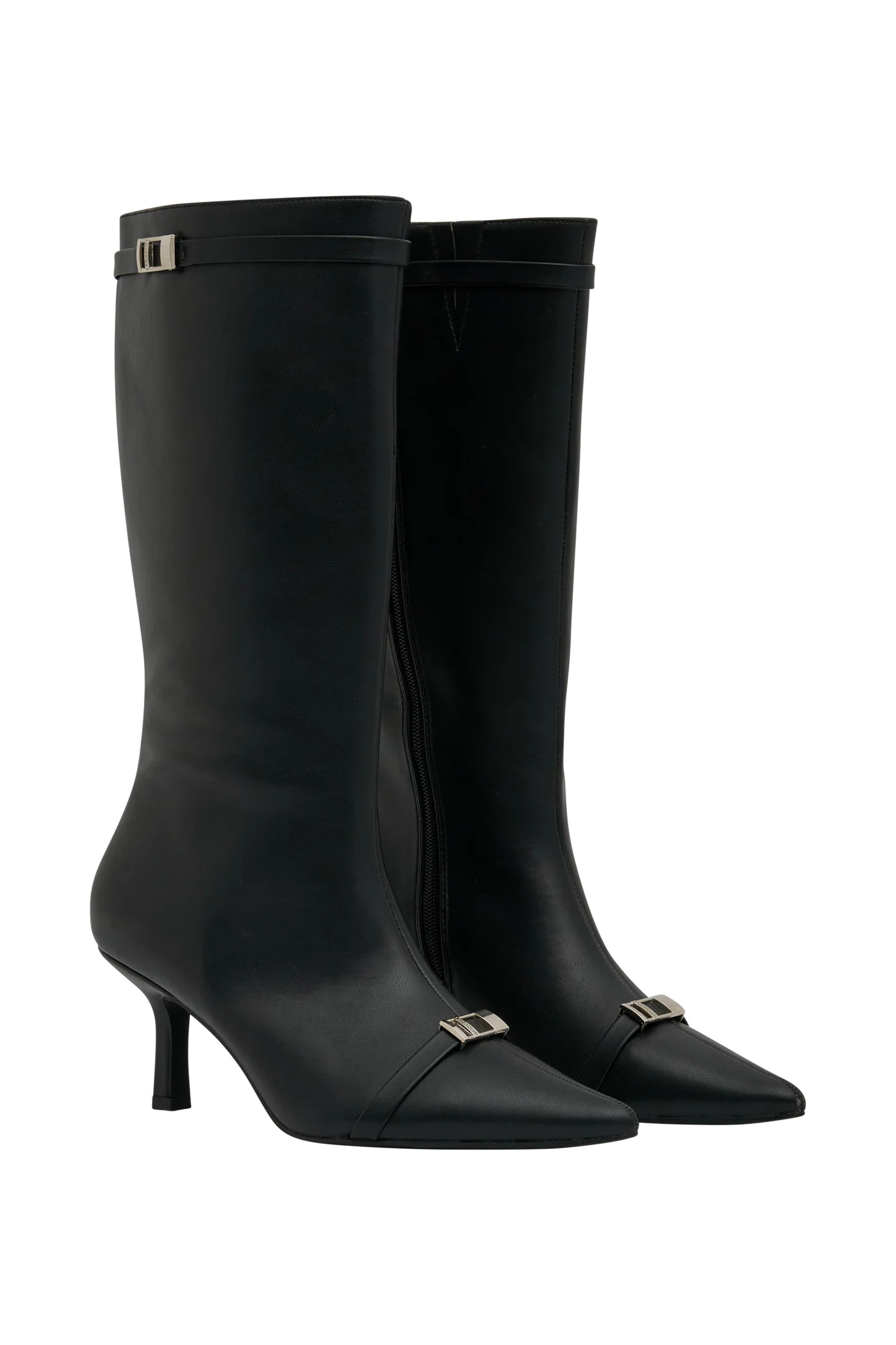 Astra Faux Leather Buckle Boot - Black | Meshki (APAC)