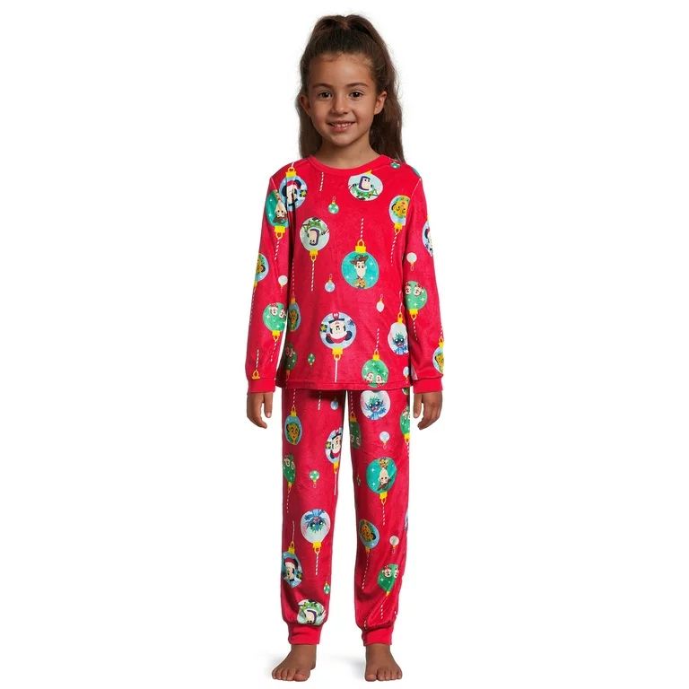 Disney 100 Girls' Happy Ornaments Long Sleeve Top and Pants Sleep Set, 2-Piece, Sizes 4-12 | Walmart (US)