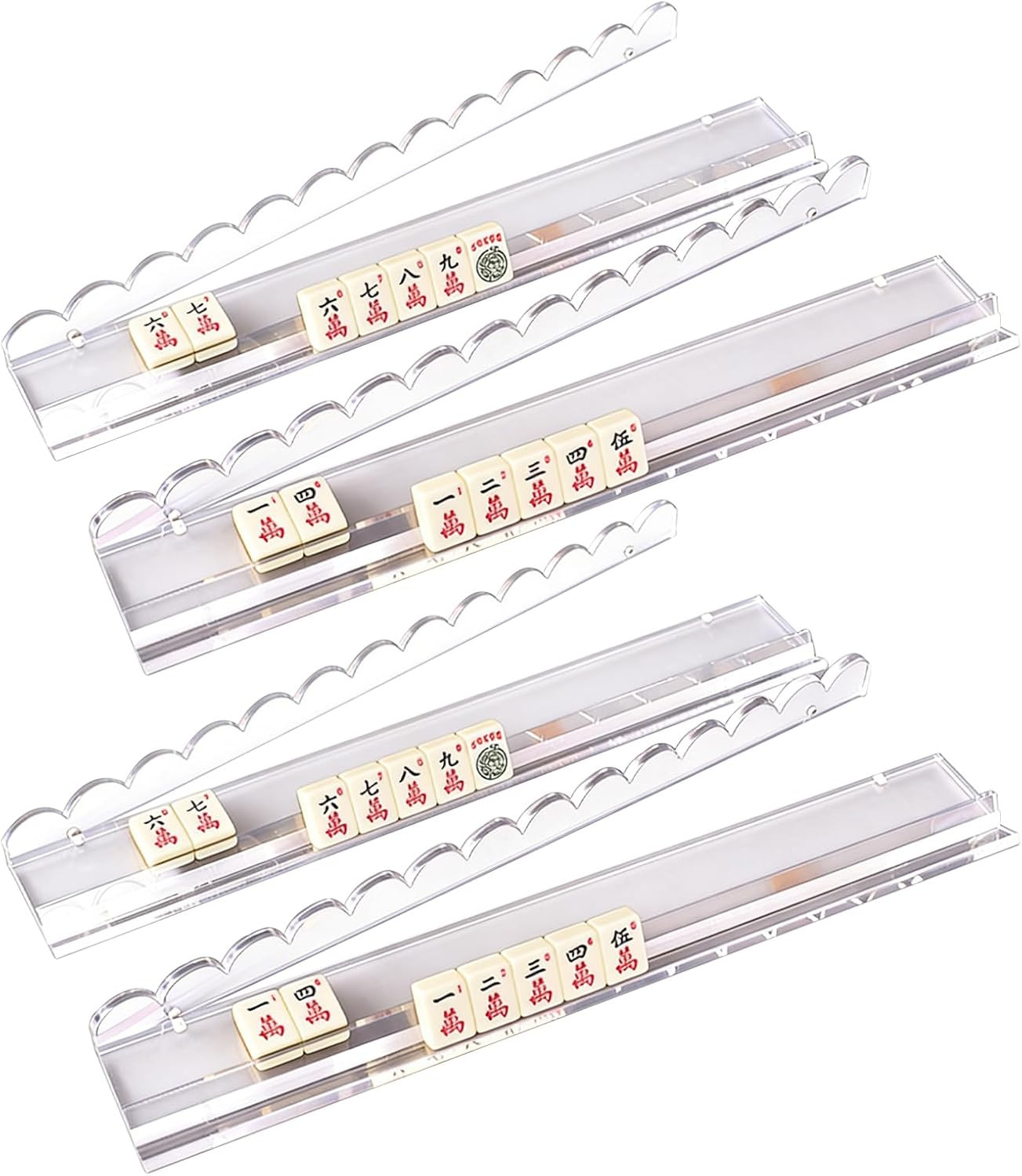 Mahjong Racks with Pushers, 4PCS Clear Acrylic Tile Holders | Amazon (US)