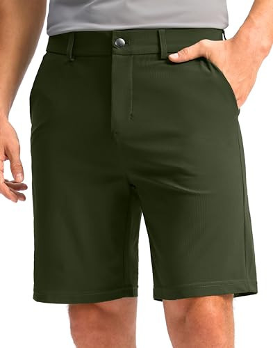 Soothfeel Men's Golf Shorts with 5 Pockets Stretch Lightweight Quick Dry 9 Inch Flat Front Casual Work Dress Shorts for Men (Army Green, 4XL) | Amazon (US)