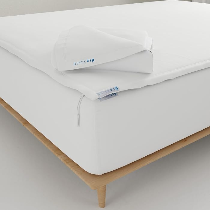 QuickZip Fitted Plus Spare Bundle: 1 Fitted & 1 Zip Sheet - Easy to Change, Soft Sateen 400 TC 10... | Amazon (US)