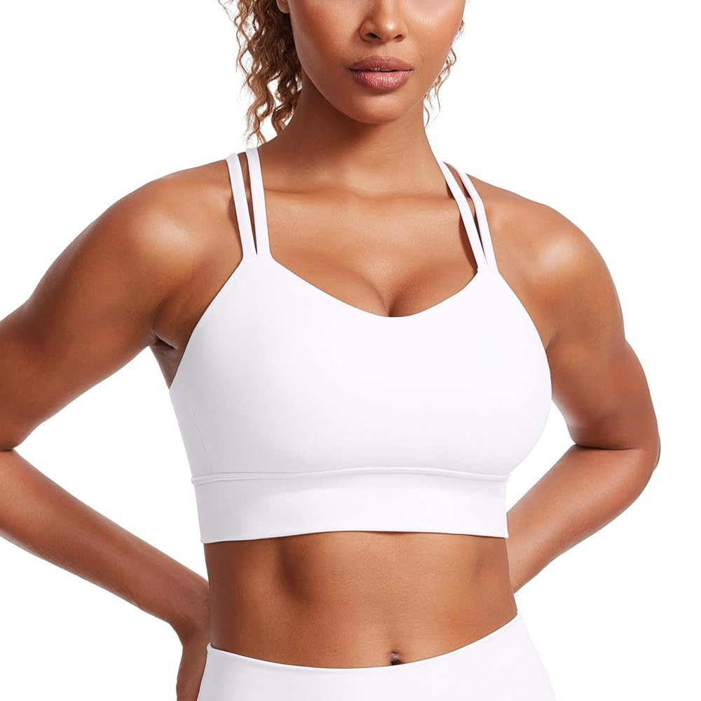 CRZ YOGA Softness Mold Womens Butterluxe Strappy Longline Sports Bra - Double Spaghetti Strap Wor... | Amazon (US)