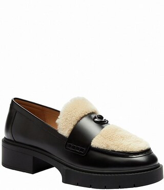 Leah Leather Shearling Loafers | Dillard's