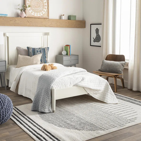 Corum Power Loom Performance Black/Ivory Rug | Wayfair North America