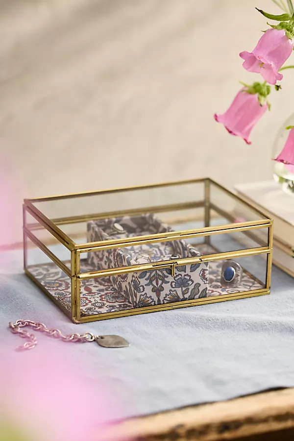 Lined Brass + Glass Jewelry Box | Anthropologie (US)