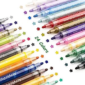 24 Colors Acrylic Paint Pens for Rock Painting, Ceramic, Wood, Glass, Mugs, Canvas, DIY Craft Pai... | Amazon (US)