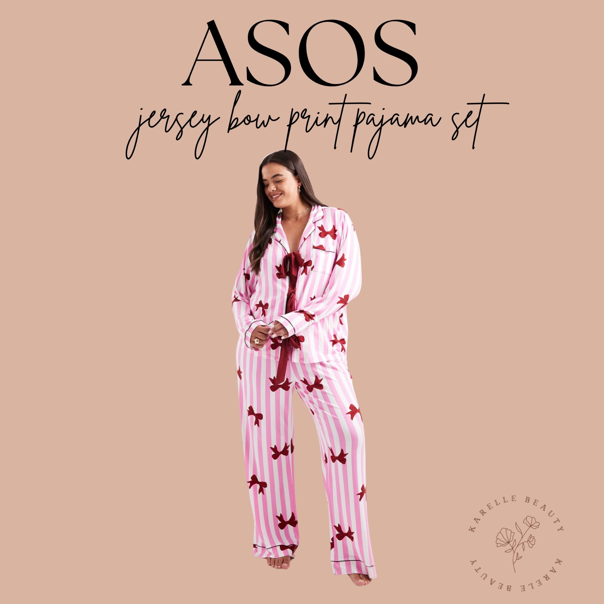 ASOS Loungeable Curve supersoft jersey bow print pajama set in pink stripes.

#LTKFindsUnder50 #LTKSeasonal #LTKPlusSize