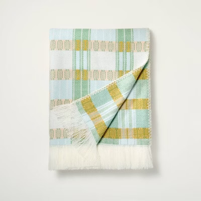 Cool Tone Plaid Fringe Throw Blanket - Hearth & Hand™ with Magnolia | Target