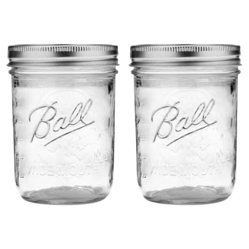 Ball Jar with Lid and Band - Pick Your Size and Color (Clear, Wide Mouth Pint - 16 oz.) Pack Of 2 | Amazon (US)