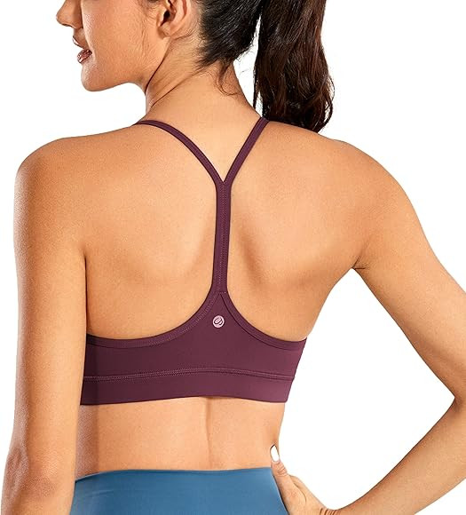 CRZ YOGA Women's Low Impact Strappy Padded Sports Bra for Women Y Racer Back Spaghetti Straps Yoga B | Amazon (US)