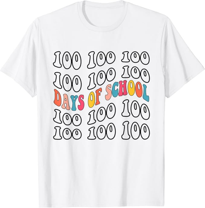 Groovy 100 Days of School Happy 100th Day Of School Teacher T-Shirt | Amazon (US)