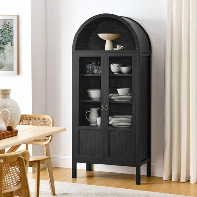 Tessa Tall Arched Storage Display Cabinet In Black | Wayfair North America