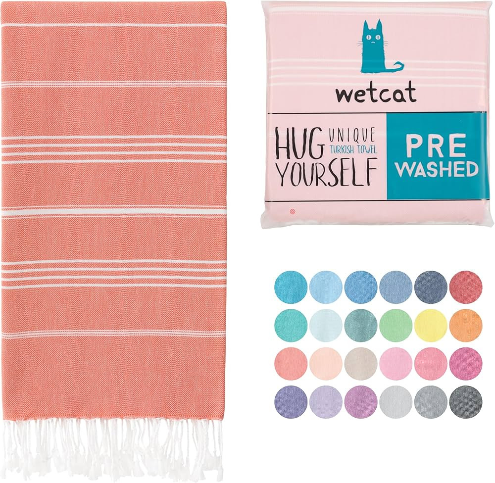 WETCAT Turkish Beach Towel Oversized 38x71 100% Cotton Sand Free Quick Dry Swim Towel Extra Large... | Amazon (US)