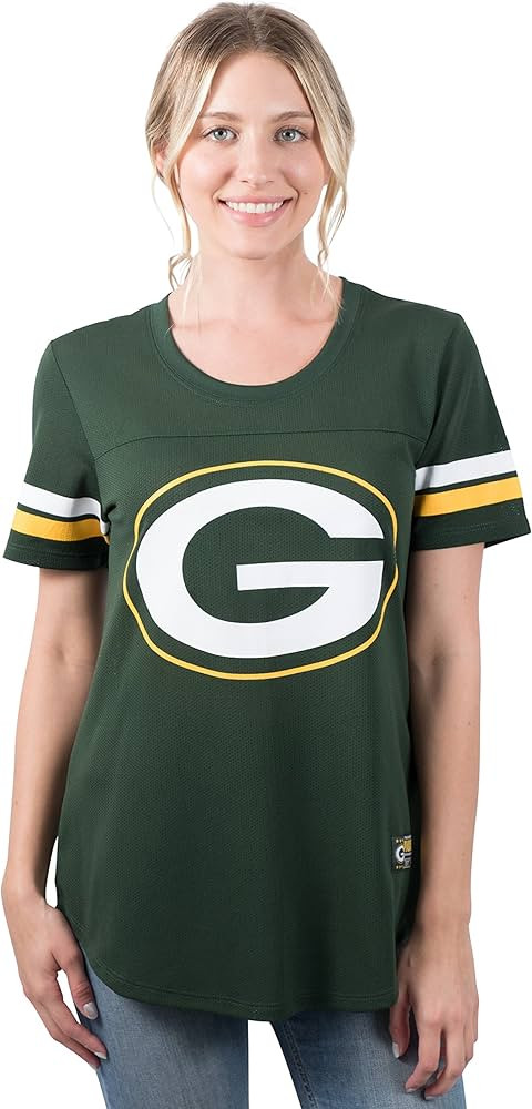Ultra Game NFL Women's Soft Mesh Varsity Stripe T-Shirt | Amazon (US)