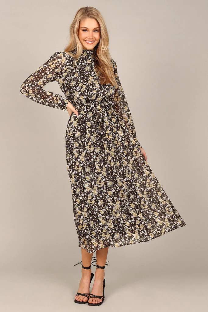 Hannah Long Sleeve Maxi Dress - Black Floral | Petal & Pup (US)