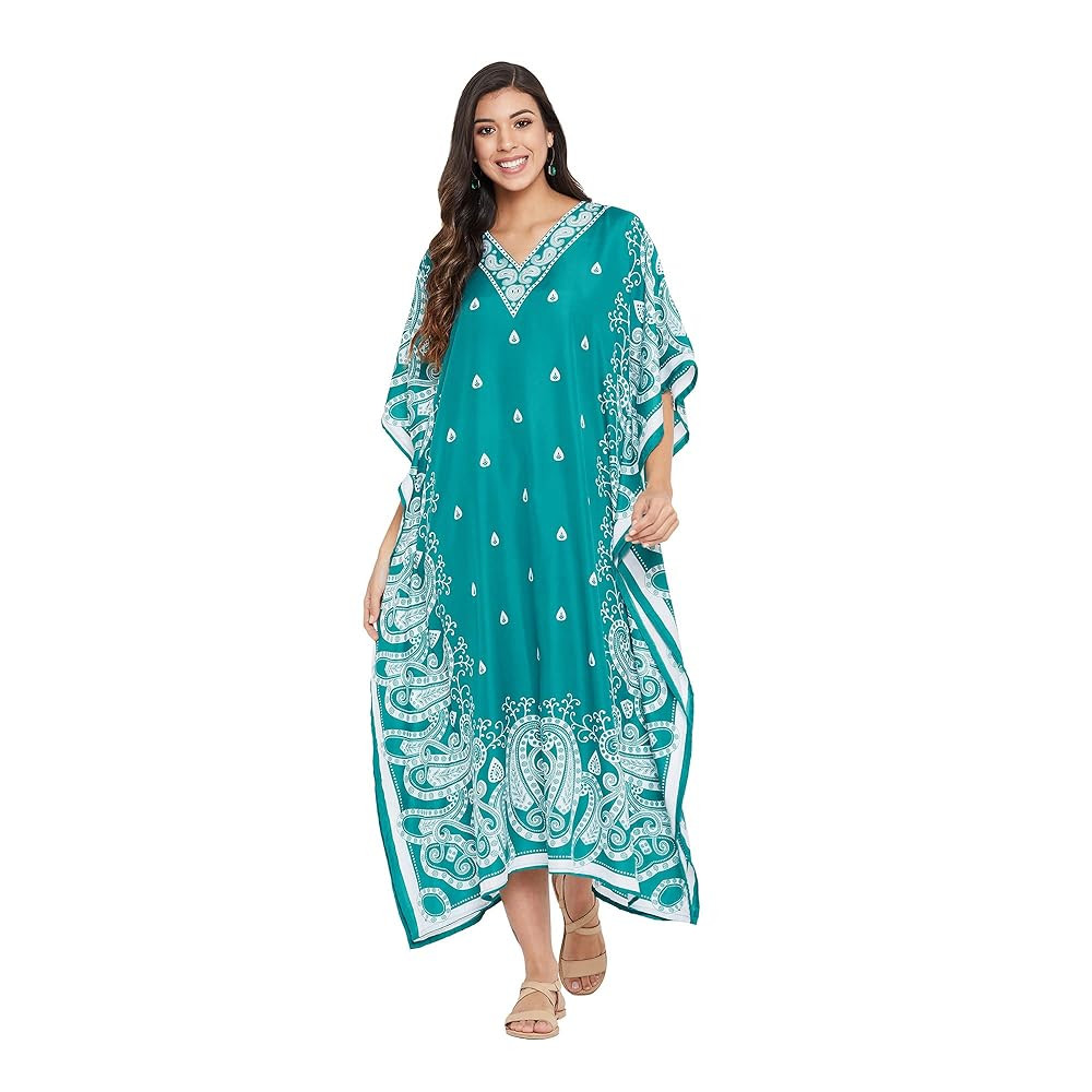 Oussum Plus Size Kaftan for Women Polyester Summer Caftan Swimwear Cover Ups Maxi Beach Dress | Amazon (US)