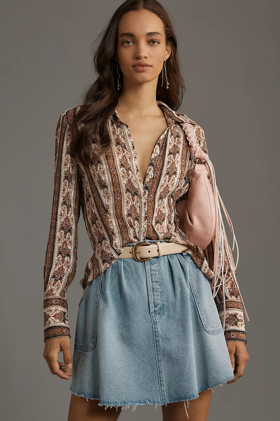 Pilcro Reworked Denim Skater Mini Skirt | Anthropologie (US)