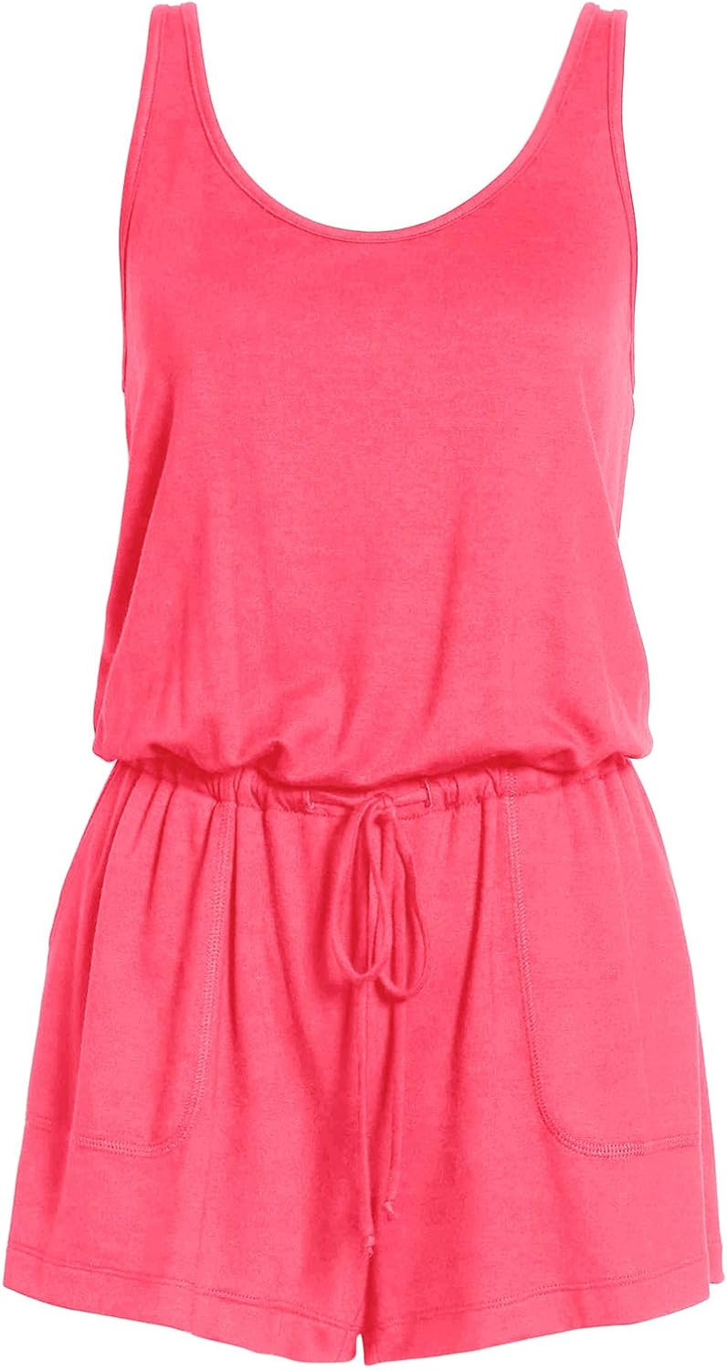 REORIA Womens Summer Scoop Neck Sleeveless Tank Top Short Jumpsuit Rompers | Amazon (US)