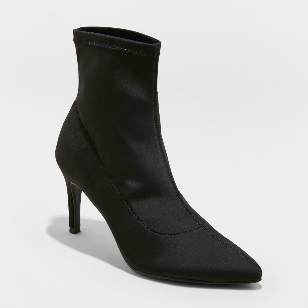 Women's Cady Pointed Stiletto Sock Booties - A New Day Black 7.5 | Target