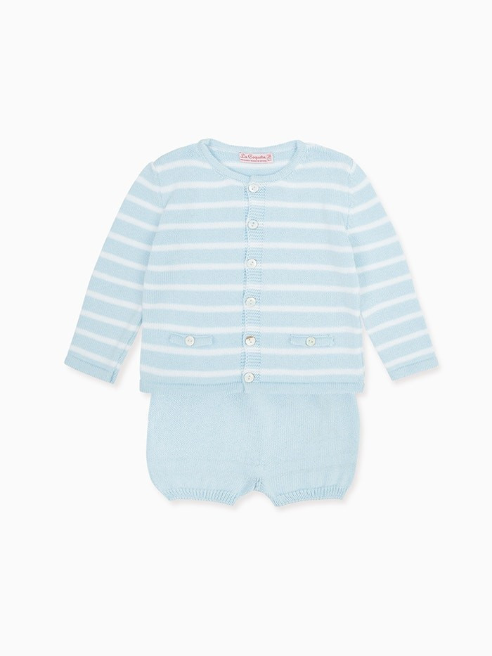 Light Blue Laica Cotton Baby Set | La Coqueta