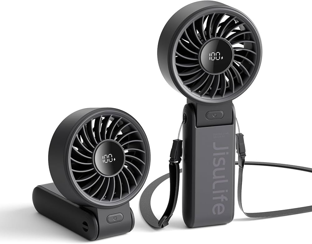 JISULIFE Handheld Fan Life7,2024 Powerful Portable Fan with LED Display[19.5Hrs Max Cooling]5000m... | Amazon (US)