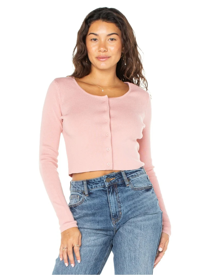 Celebrity Pink Juniors Long Sleeve Cropped Cardigan | Walmart (US)