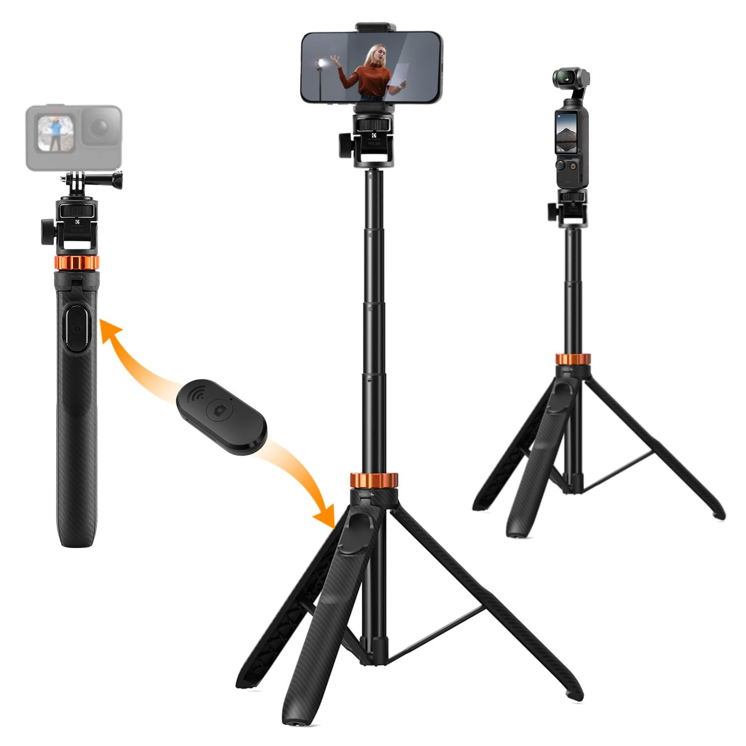 K&F CONCEPT Selfie Stick Tripod, 69" Extendable Light Stand with 1/4" Screw and Remote, Camera Ph... | Amazon (US)