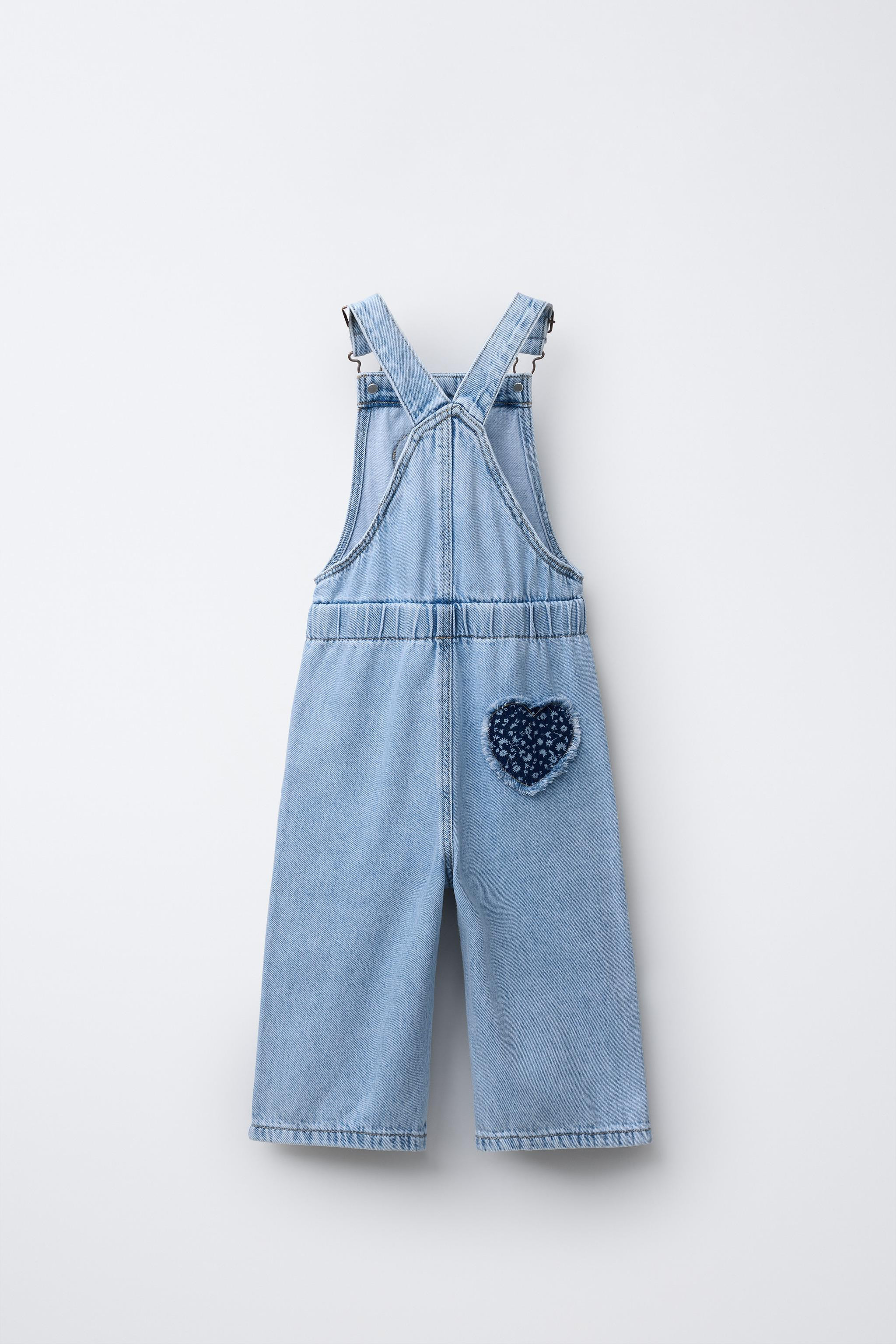 LONG DENIM OVERALLS WITH HEART PATCH | Zara US