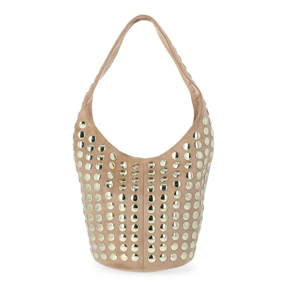 Madden NYC Women's Studded Bucket Shoulder Bag, Khaki | Walmart (US)